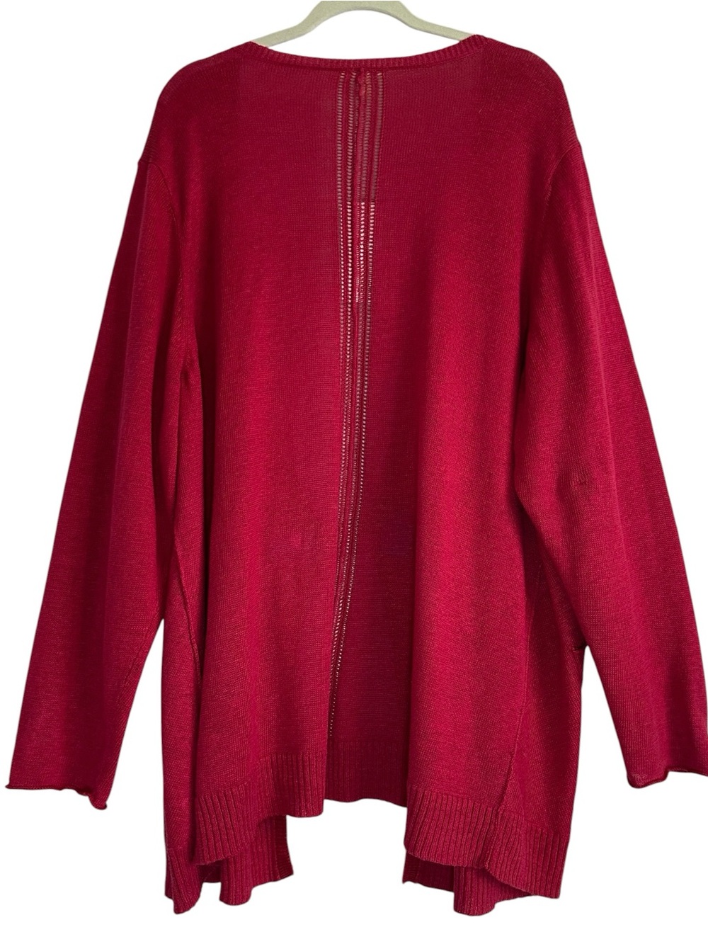 Eileen Fisher Size 3X Linen Knit Open Cardigan Raspberry - Picture 3 of 14